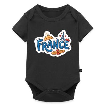 Sticker France Kawaii Croissant Paris - Baby Premium short-sleeve bodysuit - black - Front