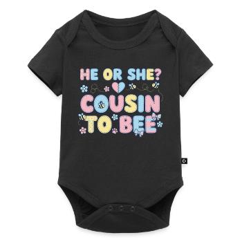 Gender Reveal He Or She Cousin To Bee Baby Shower - Baby Premium short-sleeve bodysuit - black - Front