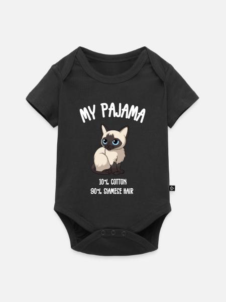 Siamkatzen-Pyjama - Baby Premium Kurzarmbody - Schwarz