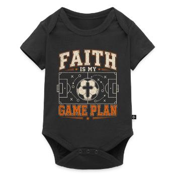 Faith is my game plan Christian football - Baby Premium short-sleeve bodysuit - black - Front