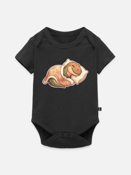 T Rex Schlafen - Baby Premium Kurzarmbody - Schwarz