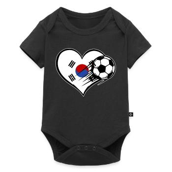 Football drapeau sud-coréen avec cœur - Body à manches courtes Premium Bébé - noir - Devant