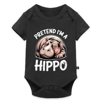 Nilpferd Sprüche Flusspferd Witz Nilpferd Geschenk - Baby Premium Kurzarmbody - Schwarz - Vorne