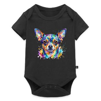 Color Explosion Chihuahua Head - Baby Premium short-sleeve bodysuit - black - Front