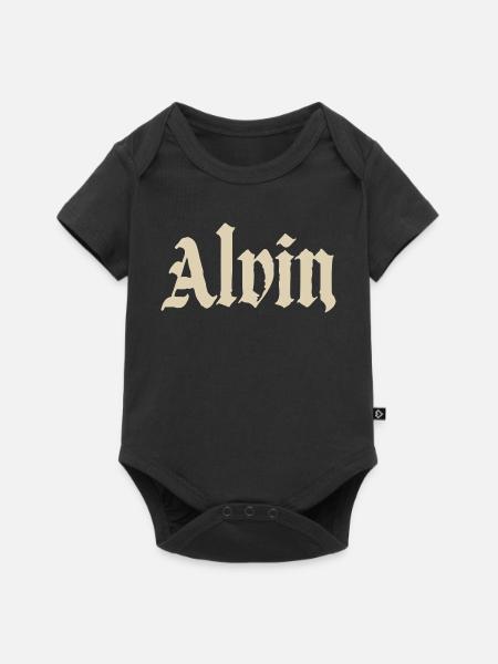 Alvin Gothic Name Art - Baby Premium Kurzarmbody - Schwarz