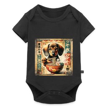 Dachshund Ramen Vintage Poster Style - Baby Premium short-sleeve bodysuit - black - Front