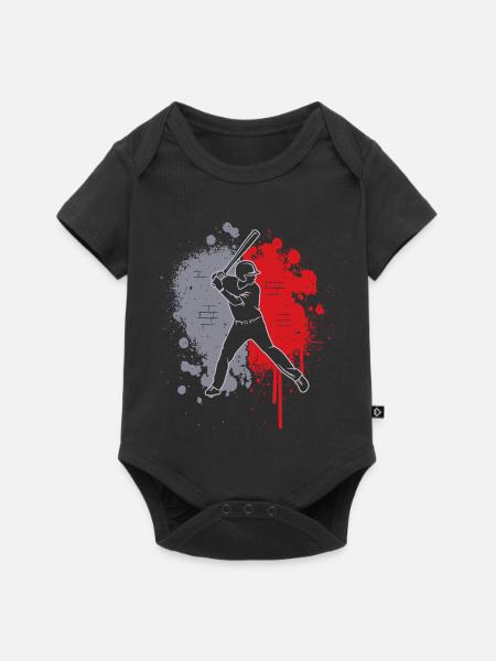 Baseball Baseballer Farbklecks Baseballspieler - Baby Premium Kurzarmbody - Schwarz