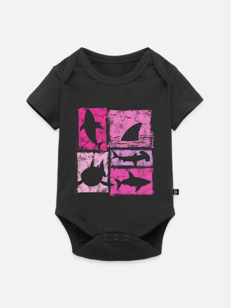 Haie Retro Silhouetten Grafik - Baby Premium Kurzarmbody - Schwarz
