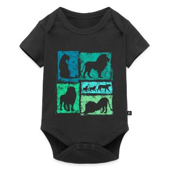 Lions Silhouettes Retro Style Graphic - Baby Premium short-sleeve bodysuit - black - Front