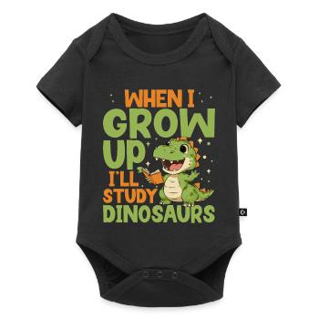 Wenn Ich Groß Bin, Werde Ich Dinosaurier Studieren - Baby Premium Kurzarmbody - Schwarz - Vorne