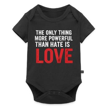 Liebe über Hass: Starke Typografie - Baby Premium Kurzarmbody - Schwarz - Vorne