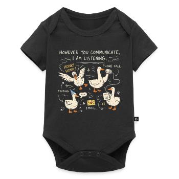 I'm Listening to Geese Humor | Speech and Language Therapy Gift - Baby Premium short-sleeve bodysuit - black - Front
