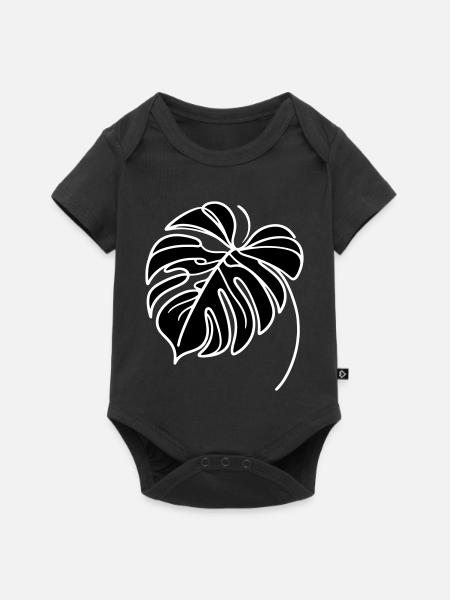 Monstera Blatt gefüllt Schwarz - Baby Premium Kurzarmbody - Schwarz