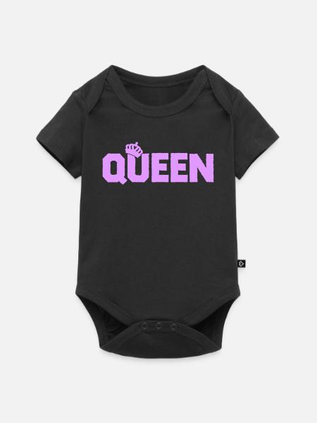 Königinnen-Lila Blockschrift Design - Baby Premium Kurzarmbody - Schwarz