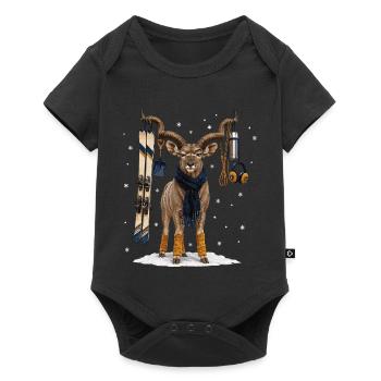 Funny kudu on winter vacation - Baby Premium short-sleeve bodysuit - black - Front