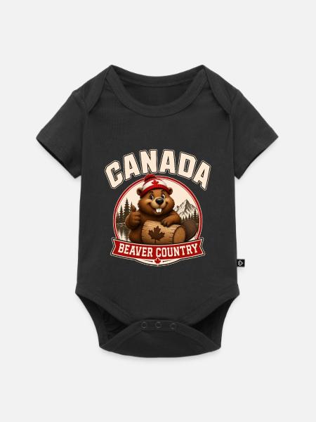 Kanada Biber Land - Baby Premium Kurzarmbody - Schwarz