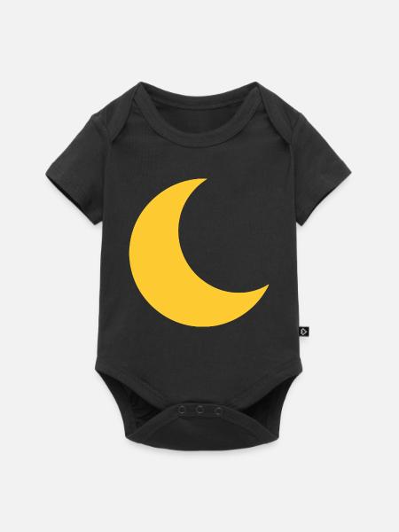 Gelber Mond-Crescent auf Schwarz - Baby Premium Kurzarmbody - Schwarz