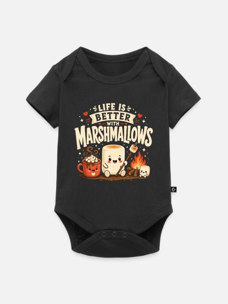 Das Leben ist besser mit Marshmallows - Baby Premium Kurzarmbody - Schwarz