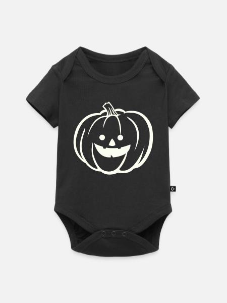 Kürbisgesicht Halloween - Baby Premium Kurzarmbody - Schwarz