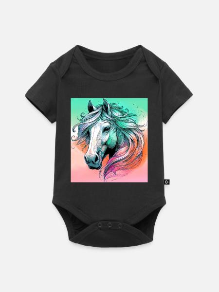 Pferd - Baby Premium Kurzarmbody - Schwarz