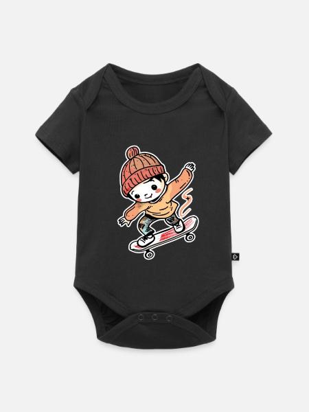 Skateboarding Junge Comic-Stil - Baby Premium Kurzarmbody - Schwarz