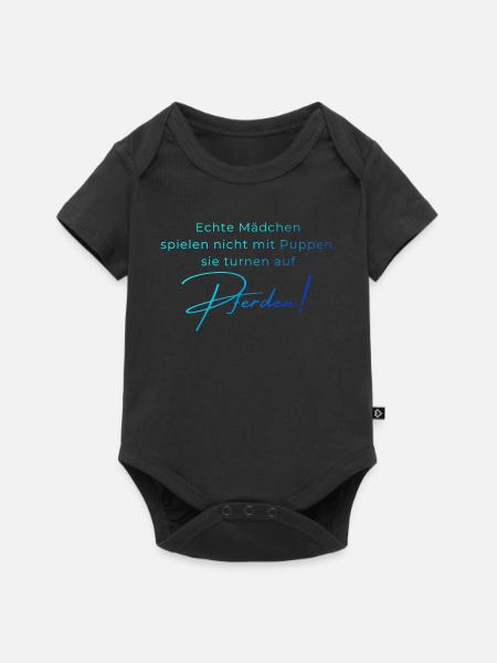 Voltigieren Spruch – Geschenk für Voltigierer - Baby Premium Kurzarmbody - Schwarz