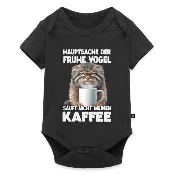 Pallas Cat Manul Kaffee Motiv | Grumpy Wildkatze  - Baby Premium Kurzarmbody - Schwarz - Vorne