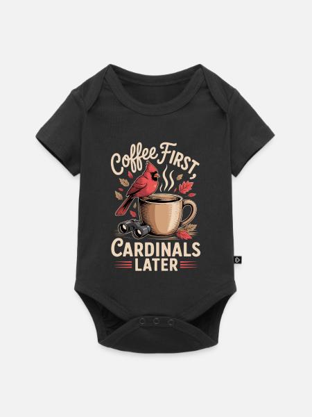 Kaffee zuerst, Kardinal später - Baby Premium Kurzarmbody - Schwarz