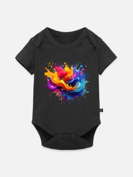 Farbexplosion Spritzer - Baby Premium Kurzarmbody - Schwarz