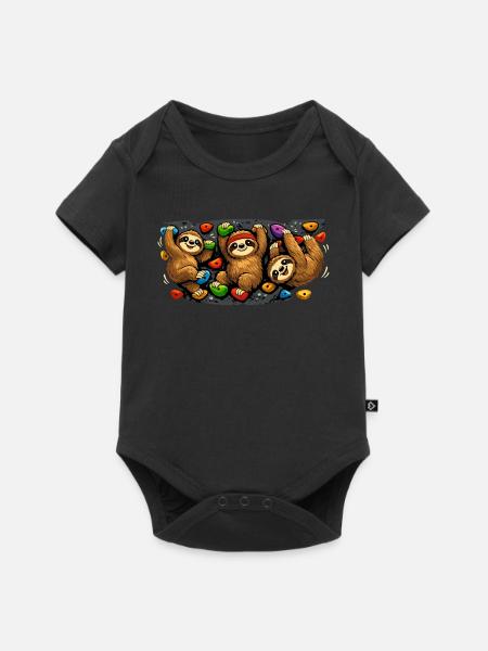 Drei Faultiere beim Bouldern Comic - Baby Premium Kurzarmbody - Schwarz