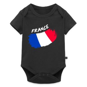 France France French Flag Brush Design - Baby Premium short-sleeve bodysuit - black - Front