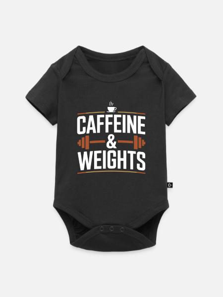 Krafttraining Caffeine & Weights Bodybuilding Gym - Baby Premium Kurzarmbody - Schwarz