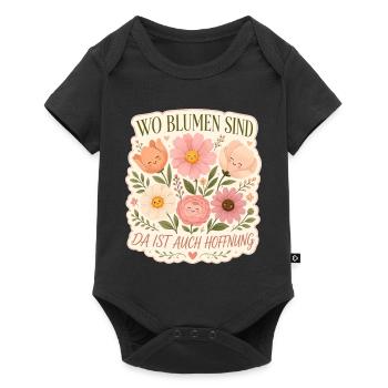 Wo Blumen sind, da ist auch Hoffnung - Baby Premium Kurzarmbody - Schwarz - Vorne