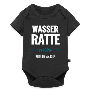 Wasserratte zu 100% Rein ins Wasser - Baby Premium Kurzarmbody - Schwarz - Vorne