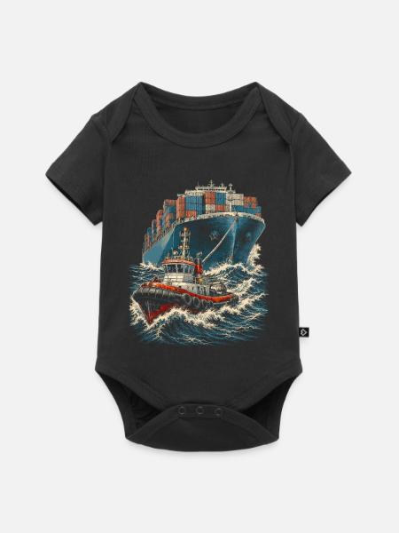 Schleppschiffe Schlepper - Baby Premium Kurzarmbody - Schwarz