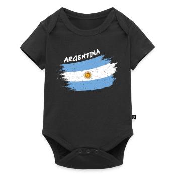Argentina Argentinien Argentinische Flagge Brush - Baby Premium Kurzarmbody - Schwarz - Vorne