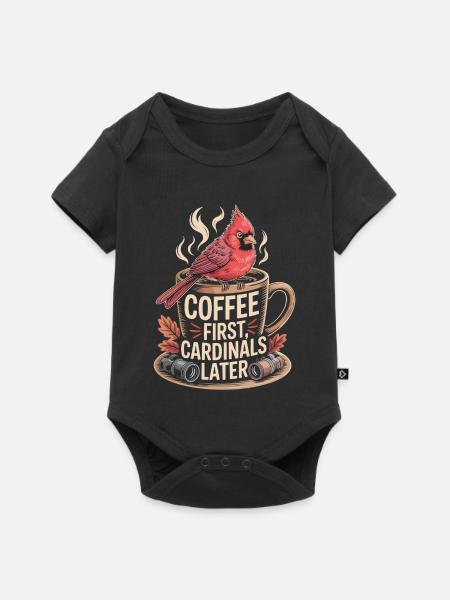 Kaffee zuerst Kardinäle später - Baby Premium Kurzarmbody - Schwarz