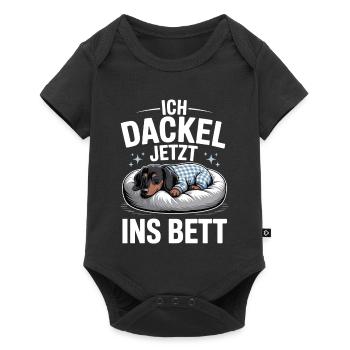 Offizielles Schlafshirt Schlafanzug Dackel Hund - Baby Premium Kurzarmbody - Schwarz - Vorne