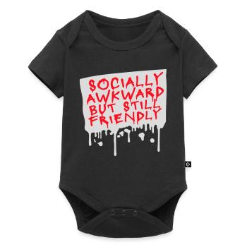 Socially Awkward But Still Friendly Lustig Spruch - Baby Premium Kurzarmbody - Schwarz - Vorne