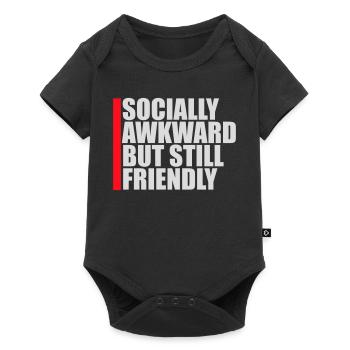 Socially Awkward But Still Friendly Lustig Spruch - Baby Premium Kurzarmbody - Schwarz - Vorne