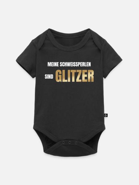Meine Schweißperlen sind Glitzer - Baby Premium Kurzarmbody - Schwarz