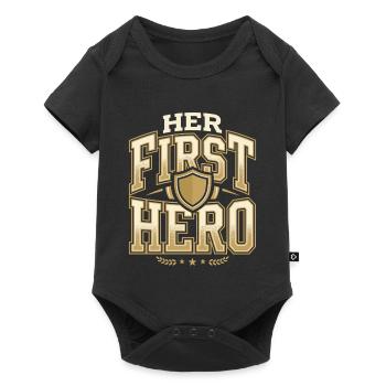 Premier cadeau de fête des pères pour la fille, papa - Body à manches courtes Premium Bébé - noir - Devant