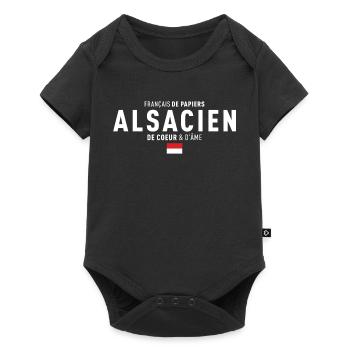 Francais De Papiers Alsacien De Coeur Dame T-Sh... - Body à manches courtes Premium Bébé - noir - Devant
