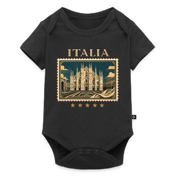 Mailand Eleganz als Reisemarke - Baby Premium Kurzarmbody - Schwarz - Vorne