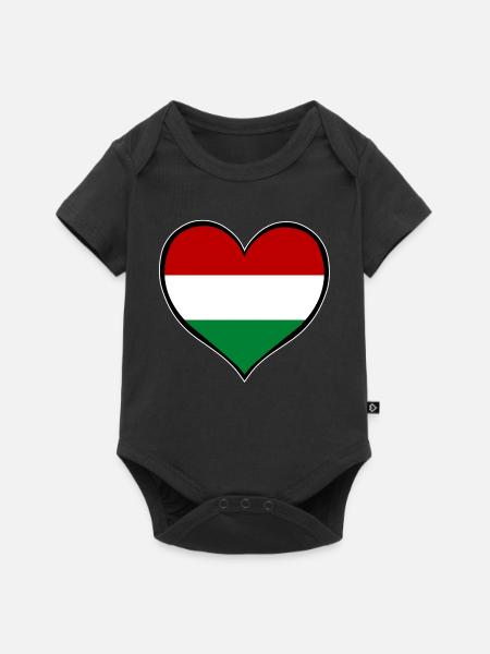 Ungarn Herzflagge - Baby Premium Kurzarmbody - Schwarz