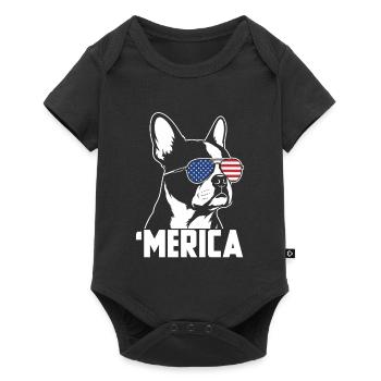 Merica USA Flagge Patriotischer Boston Terrier - Baby Premium Kurzarmbody - Schwarz - Vorne