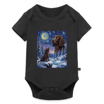 Hurlant au chien de la Lune American Water Spaniel - Body à manches courtes Premium Bébé - noir - Devant