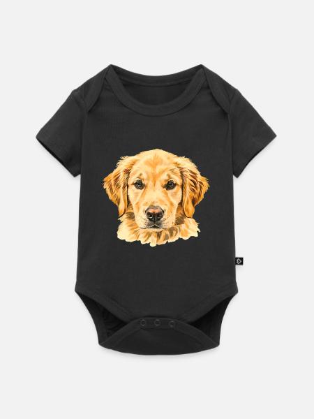 Wasserfarben Golden Retriever - Baby Premium Kurzarmbody - Schwarz