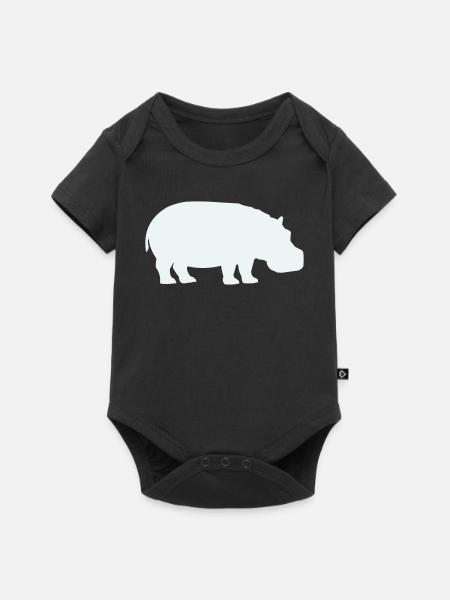 Blauer Hippo Silhouette - Baby Premium Kurzarmbody - Schwarz