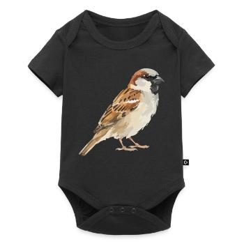Spatz Farbblock-Illustration - Baby Premium Kurzarmbody - Schwarz - Vorne